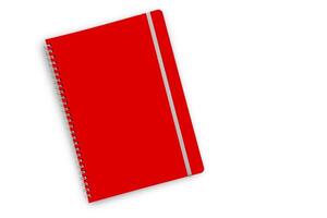 Empty sketch book with red cover with silver spiral. with clipping path photo