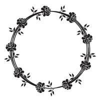 Festive Insulated Round Botanical Rose Frame in doodle style vector