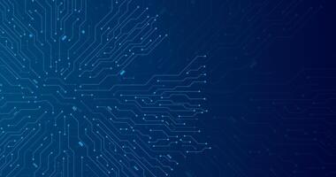 circuit board path wires connection lines with dots in blue background banner template vector