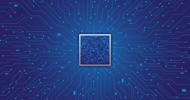 circuit board with micro processor in middle, modern background template banner ai technology, future, engineering and computing vector