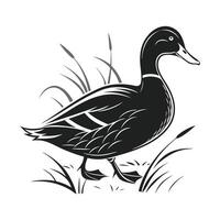 A stylized, black silhouette of a swan in profile view. vector