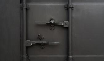 Front view Container. Open Container. Color gray Cargo Container. photo