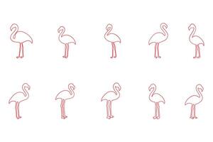 Flamingo Outline Icon Set vector