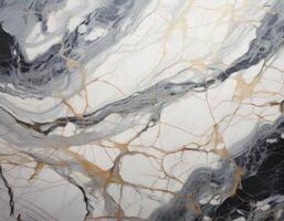 Elegant marble texture with intricate gold veining and a mix of white, black, and gray tones, perfect for luxurious backgrounds and sophisticated design photo