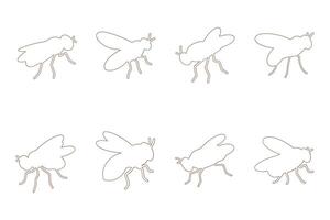 Fly Outline Icon Set vector
