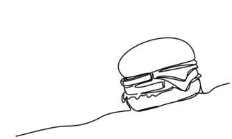 A minimalist hamburger design drawn in a simple way with a continuous line. vector