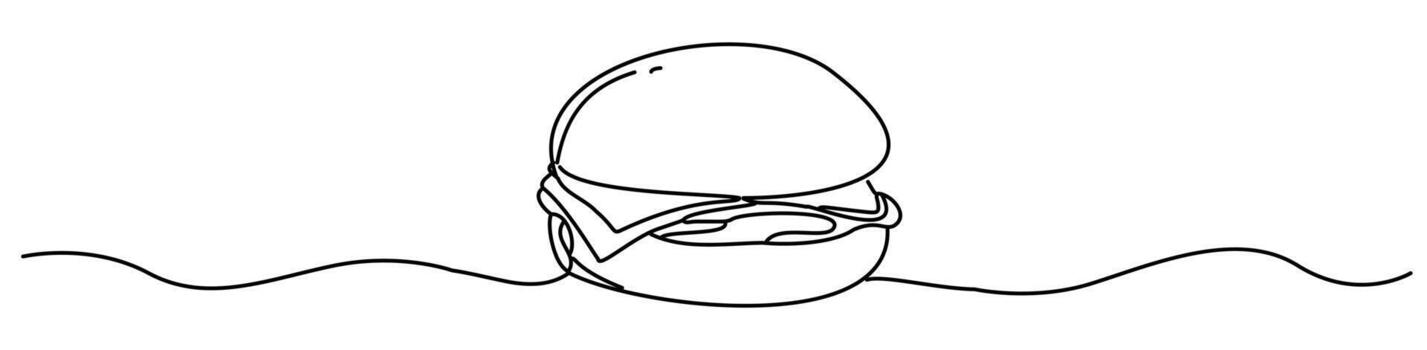 A stylish design on a white background, where the hamburger is depicted with continuous lines. vector