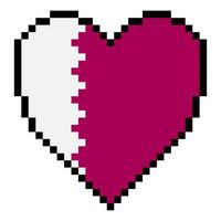 Qatar flag with heart shape in pixel art style vector