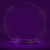 Dark purple background 3d with podium space for selling products, backdrop, wallpaper, background, text. Display of cosmetic products. Stage or podium. Product display background vector