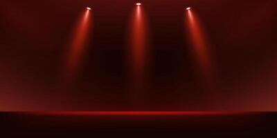 Empty stage glowing red color light on dark red background. Space for selling products on the website. Empty room with spotlight effect. illustration vector