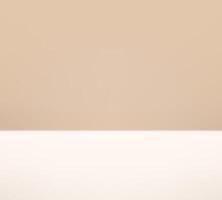 Empty beige studio background. Empty Room Studio with table. Space for selling products, backdrop, wallpaper, background, text. Gradient table. illustration vector