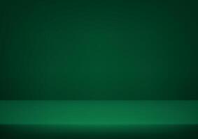 Empty dark green studio background. Empty Room Studio with table. Space for selling products, backdrop, wallpaper, background, text. Gradient table. illustration. vector
