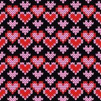 Seamless heart knitting pattern background. vector