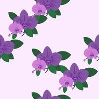 seamless pattern with beautiful purple flowers. Violet orchids pattern. . For botany pattern, cardboard, wallpaper. vector