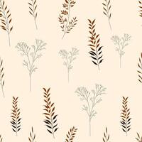 floral seamless pattern with hand drawn leaves. illustration for textile, fabric, wallpaper. Pattern with branches vector