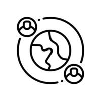 global network line icon vector