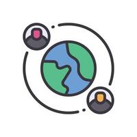 global network filled color icon vector
