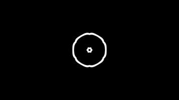 Minimalist abstract design featuring a small hexagonal core surrounded by a circular wavy line video