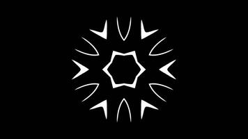 Geometric star pattern with layered angular spikes and pointed accents radiating outward. Abstract design featuring sharp edges and decorative symmetry video