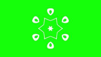 Abstract star with teardrop shapes, arranged around a central motif, minimalist and dynamic design video