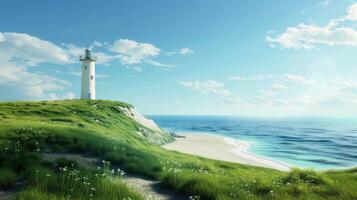Lighthouse on the coast of the Baltic Sea photo