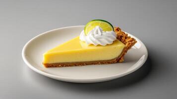 A slice of key lime pie on a plate photo