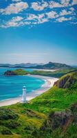 Lighthouse on the island of Coromandel, New Zealand. photo