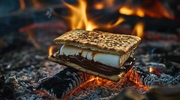 S'mores on a campfire photo