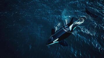 An orca whale swimming in the ocean photo