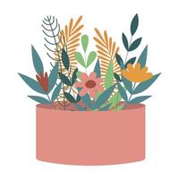 Spring flowers in a vase. Cute colorful illustration for card, print, background vector