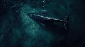 Humpback whale in the deep blue sea. photo