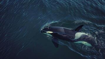 An orca whale swimming in the ocean photo