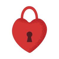 Stylized red heart lock with keyhole, grunge texture. Element for Valentine's day concept. Love icon. Symbol of love and securit vector