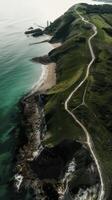Aerial view of Lighthouse on the island. photo