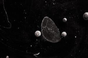 Contrast macro abstraction of bubbles in water. Space macro photo. photo