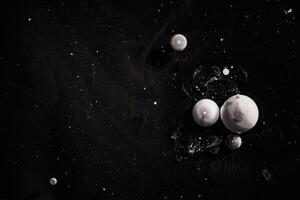 Contrast macro abstraction of bubbles in water. Space macro photo. photo