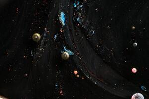 Contrast macro abstraction of bubbles in water. Space macro photo. photo
