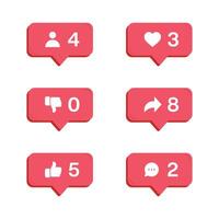 like Share Comment Icon Set Red Color vector