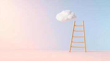 Imaginative teamwork and achievement symbolized with ladder and cloud photo