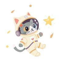 Space illustration. Space cat in helmet and spacesuit . simple illustration vector