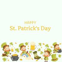 patrick's day, background, leprechaun frame, pot of gold, clover vector