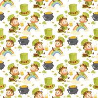 Seamless Patricks pattern. Cute leprechauns. For background, wrapping paper, fabric vector