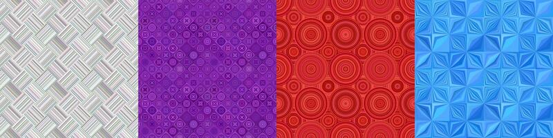 Seamless colored geometrical pattern set vector