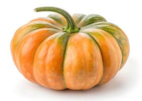 Pumpkin and leaves isolated on white background photo