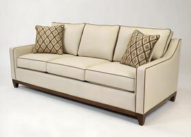 A Cream Leather Sectional Sofa white background photo