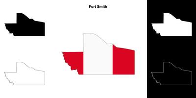 Fort Smith, Northwest Territories blank outline map set vector