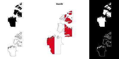 Inuvik, Northwest Territories blank outline map set vector