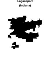 Logansport, Indiana blank outline map vector