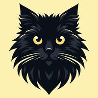 Mysterious Black Cat Illustration with Yellow Eyes vector