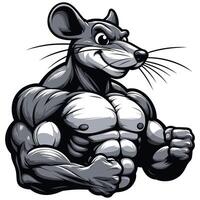 Strong and Muscular Cartoon Rat Character with a Confident Pose vector